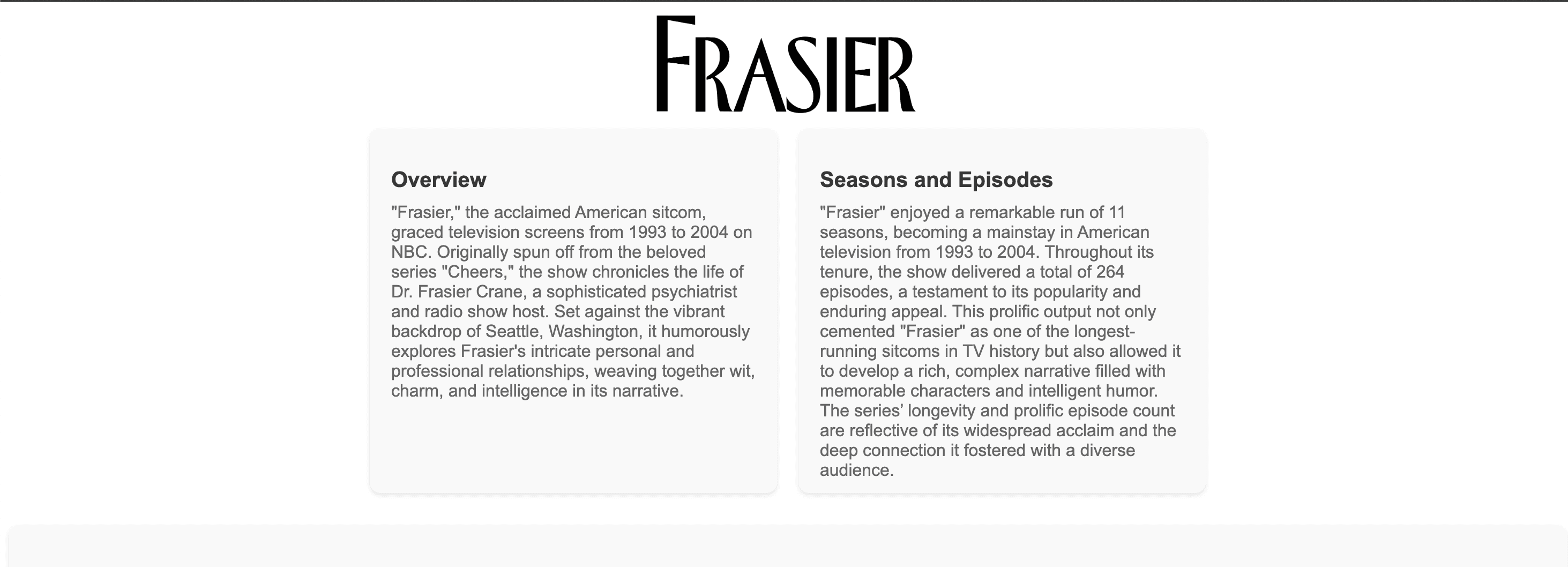 Exploring the TV Show: Frasier